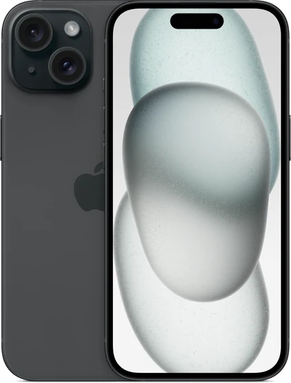 iPhone 15 seminovo na cor preto, visto de trás e de frente