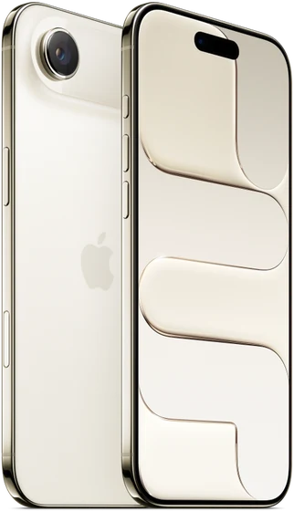 iPhone Air na cor dourado-claro, visto de trás e de frente
